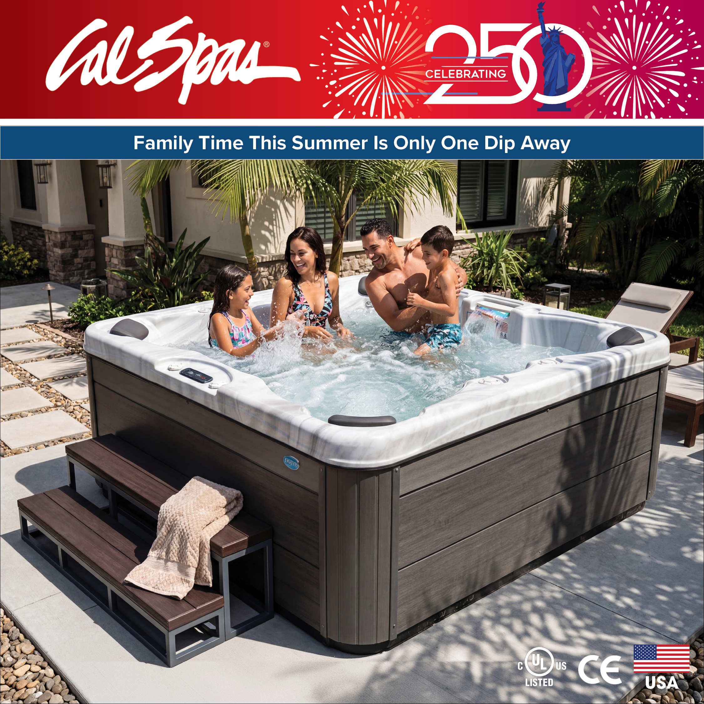 Calspas hot tub being used in a family setting - Hisings Kärra